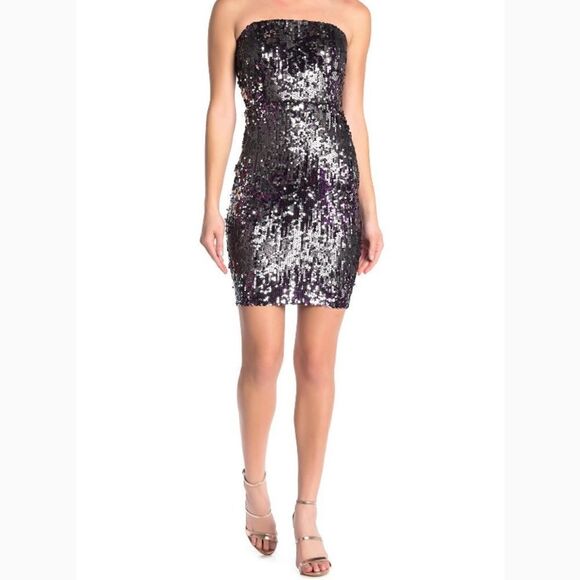 Jump Sequin Strapless Mini Cocktail Dress Party S - Picture 1 of 10